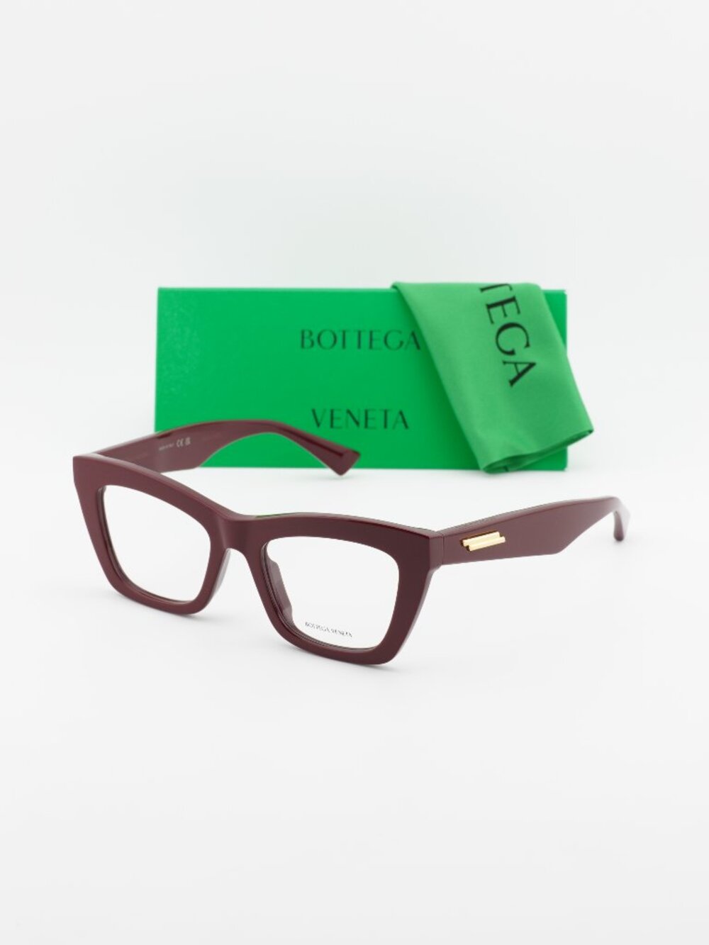 Bottega Veneta BV1215O 004 Women Cat Eye Eyeglasses 50mm – Burgundy